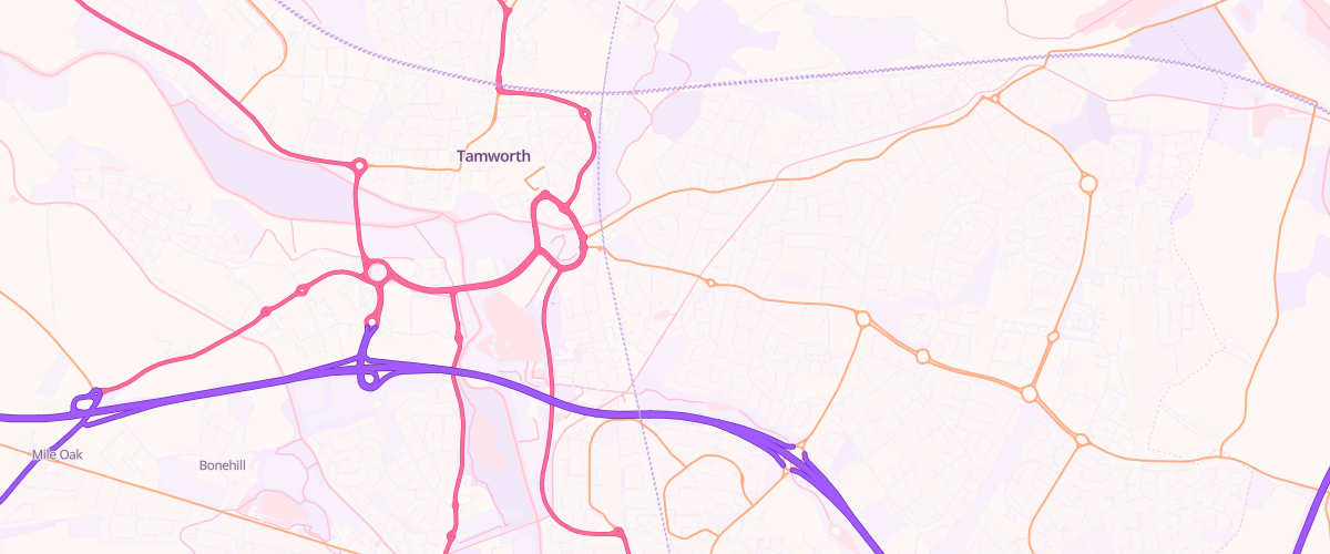 Map showing the location of Tamworth Service Station