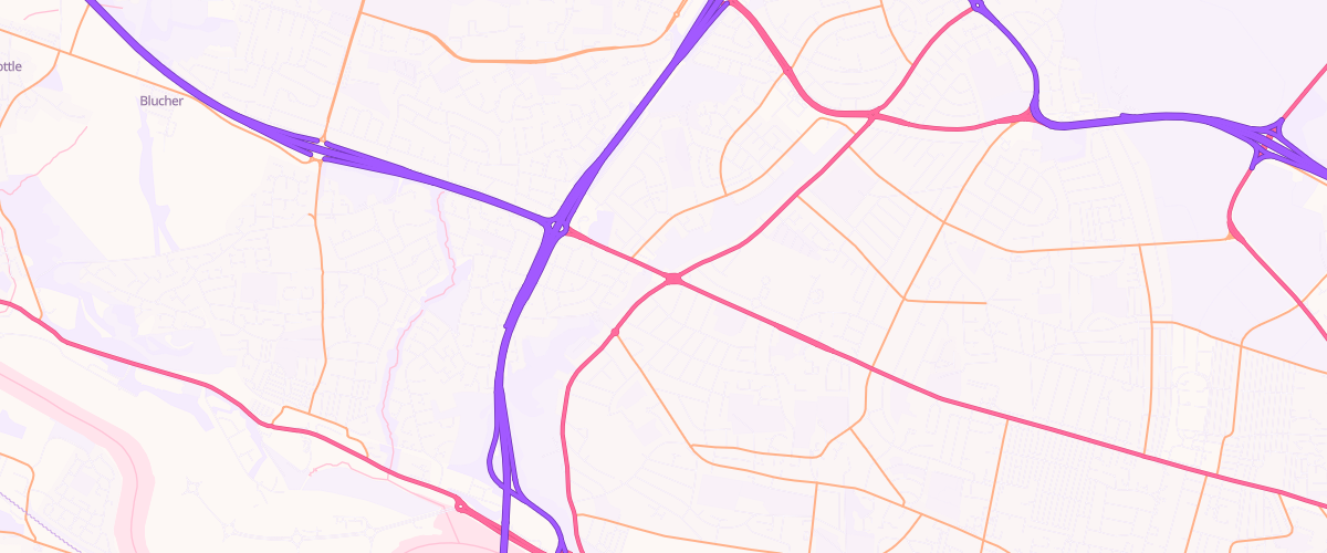 Map showing the location of Denton Burn Filling Station