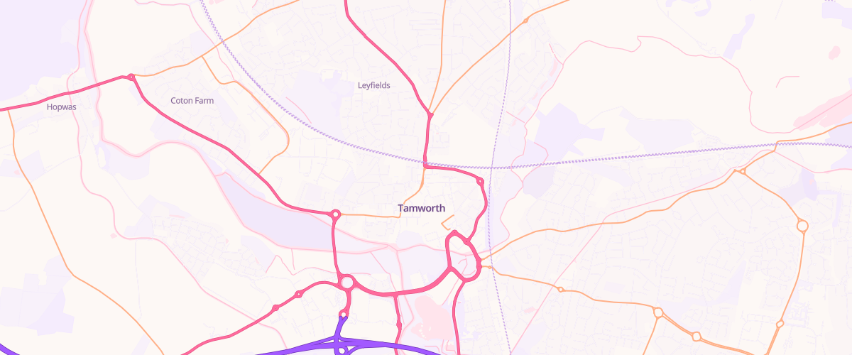 Map showing the location of Tamworth Service Station