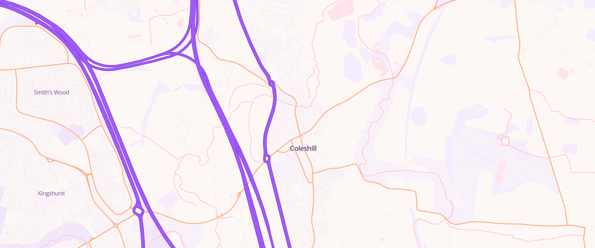 Map showing the location of Coleshill Fuel Express Automat