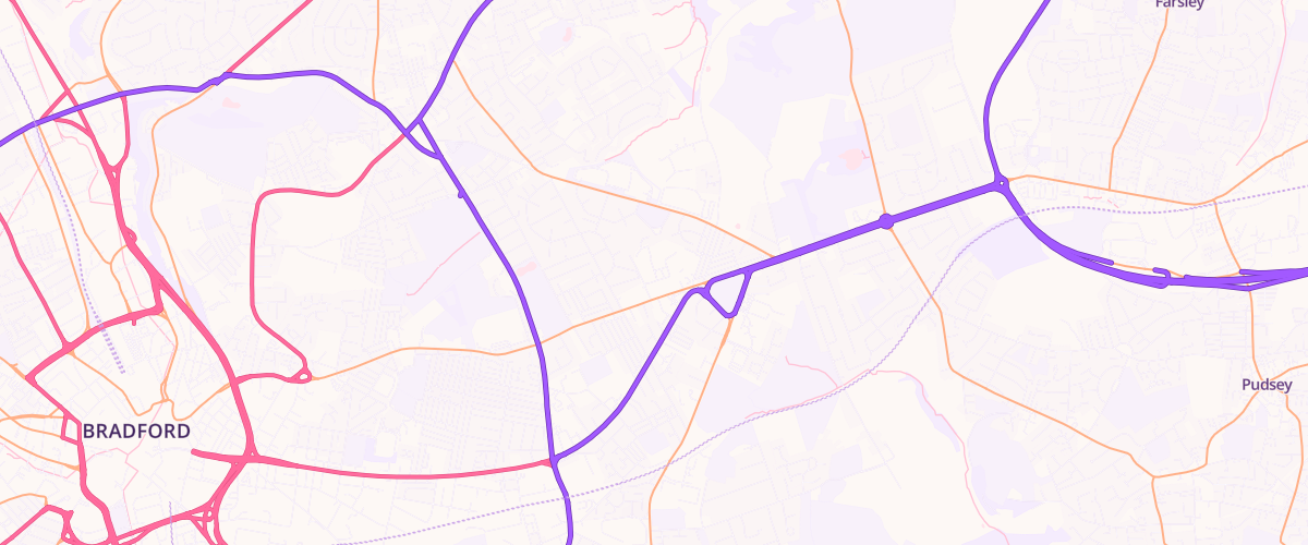 Map showing the location of Mfg Morrisons Bradford -Thornbury