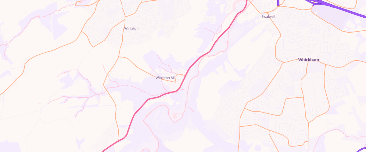 Map showing the location of Winlaton