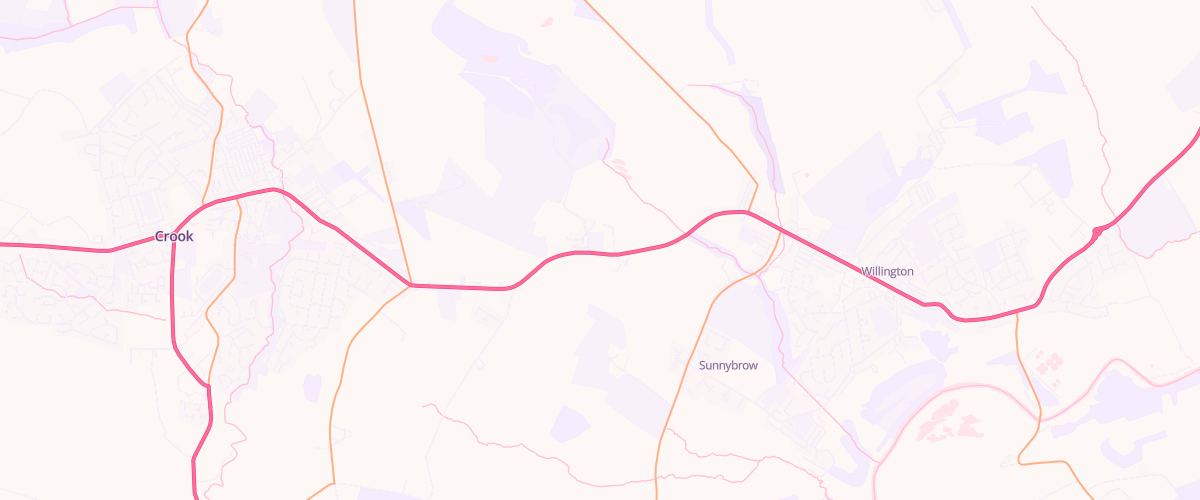 Map showing the location of Helmington Row Filling Station