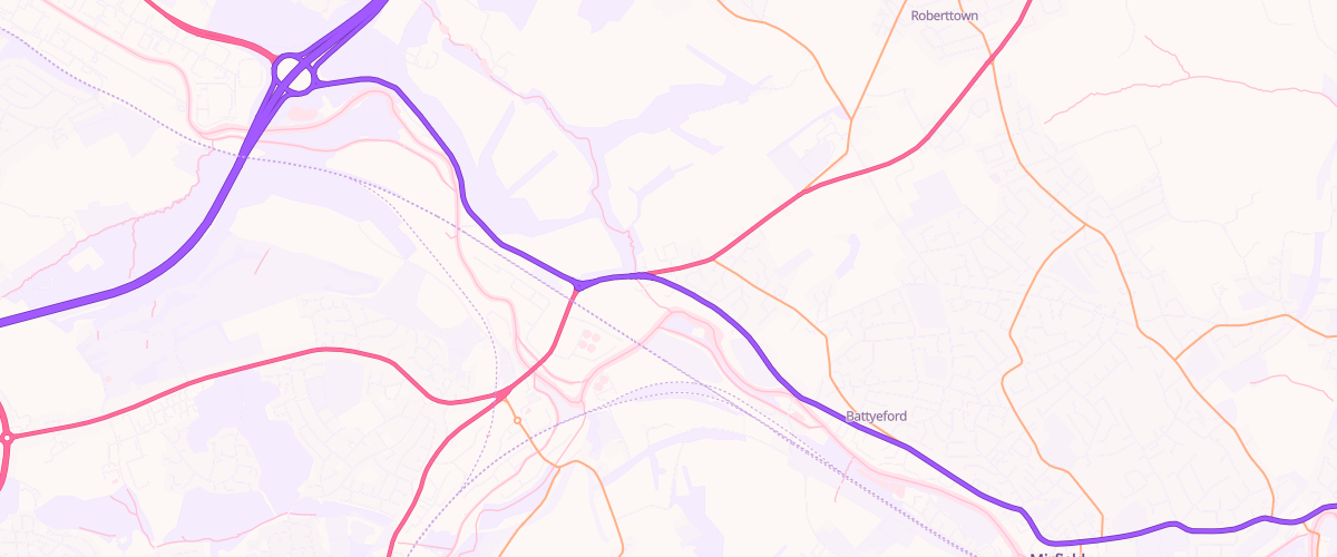 Map showing the location of Threenuns Service Station