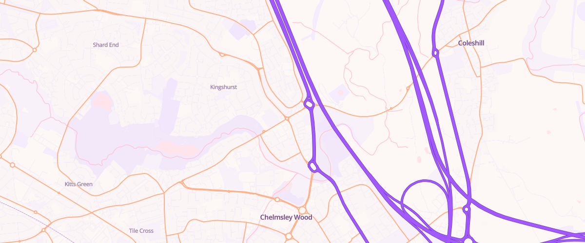 Map showing the location of Chelmsley Wood Service Station