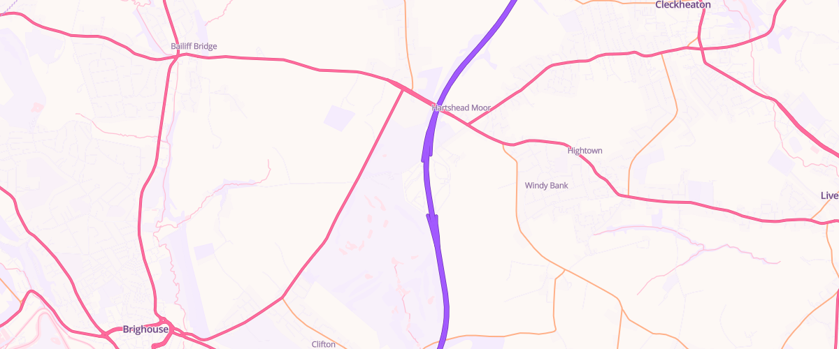 Map showing the location of Welcome Break Hartshead East