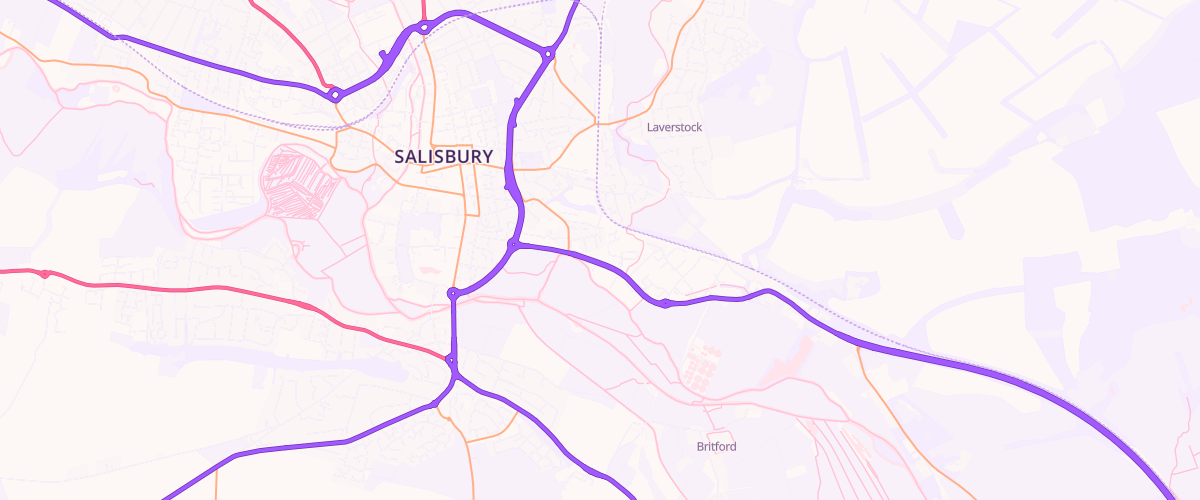 Map showing the location of Asda New Sarum Express
