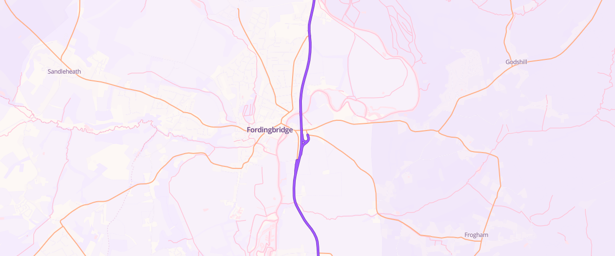 Map showing the location of Fordingbridge Service Station