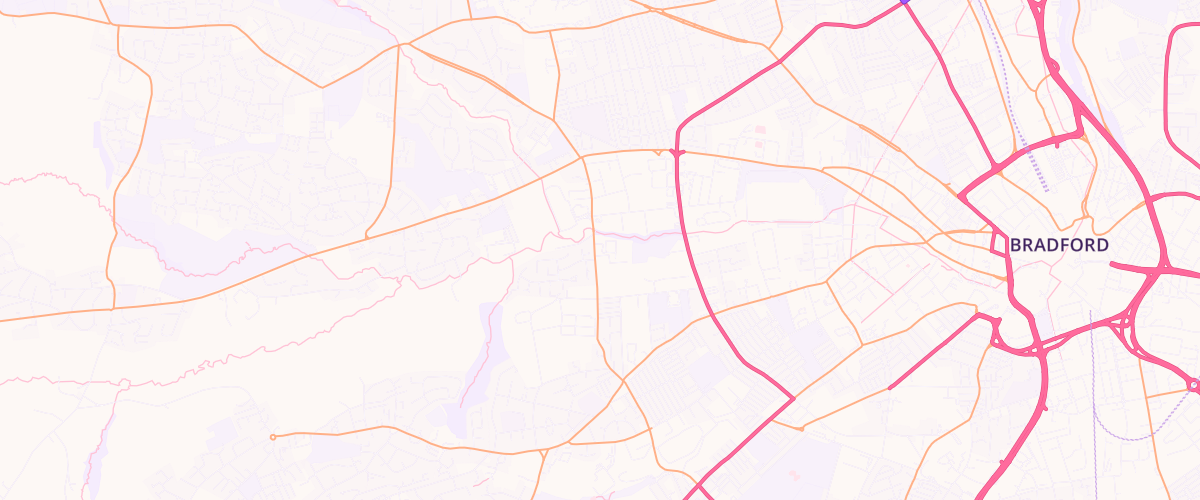 Map showing the location of Asda Bradford Cemetery Road