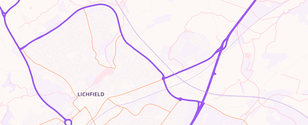 Map showing Pjs Autos (lichfield) Ltd, Lichfield
