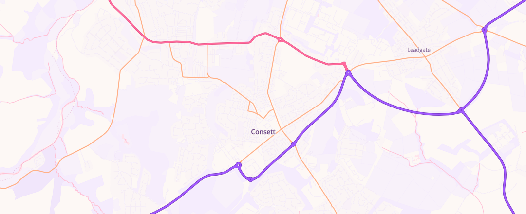 Map showing Tyrespot Ltd, Consett