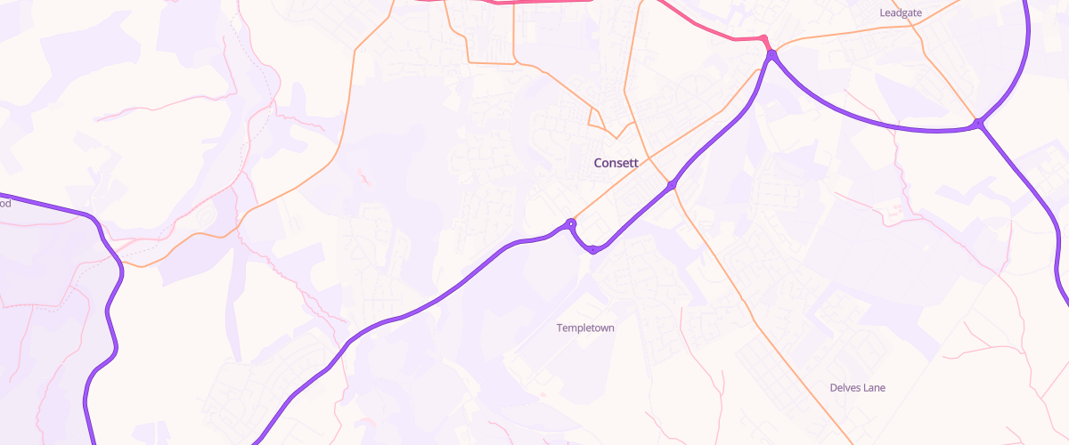 Map showing the location of Consett Genesis Extra Petrol