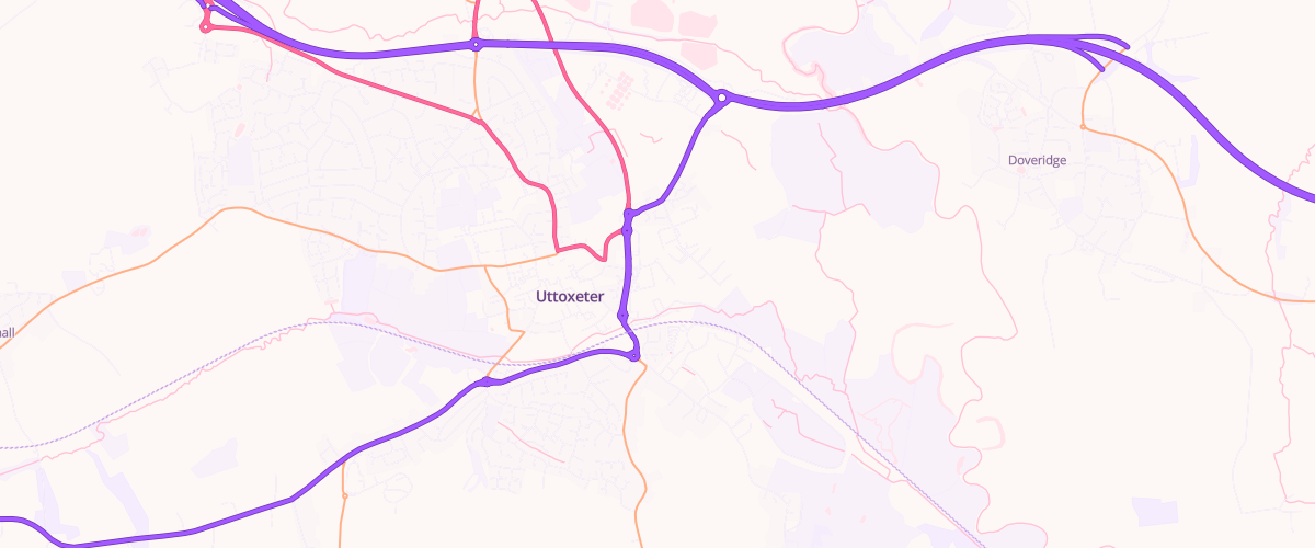 Map showing the location of Uttoxeter Superstore Petrol Filling