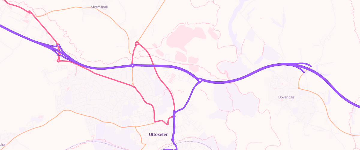 Map showing the location of Asda Uttoxeter Express Petrol