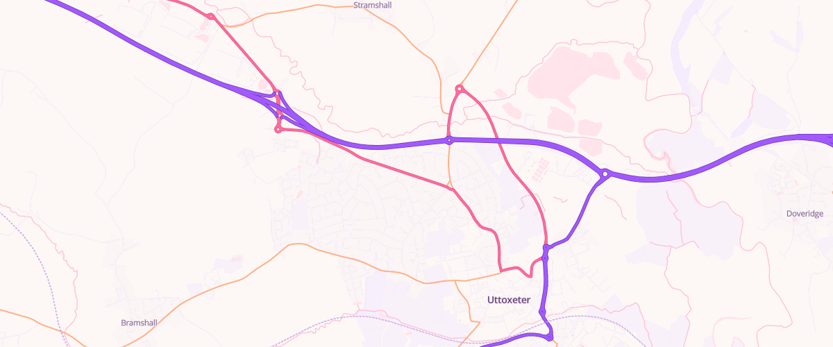Map showing the location of Shell Uttoxeter