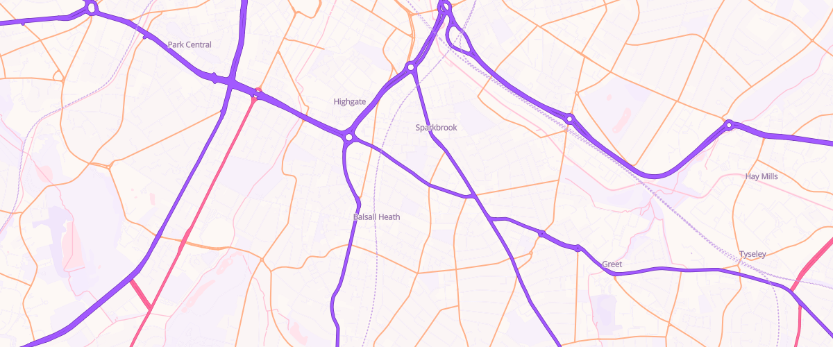 Map showing the location of Sparkbrook Service Station