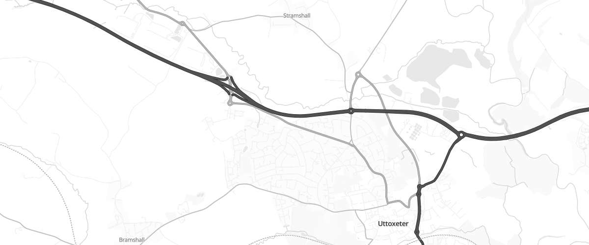 Map showing the location of Shell Uttoxeter