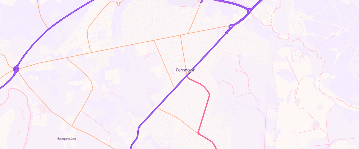 Map showing the location of Ferndown Superstore Petrol Filling