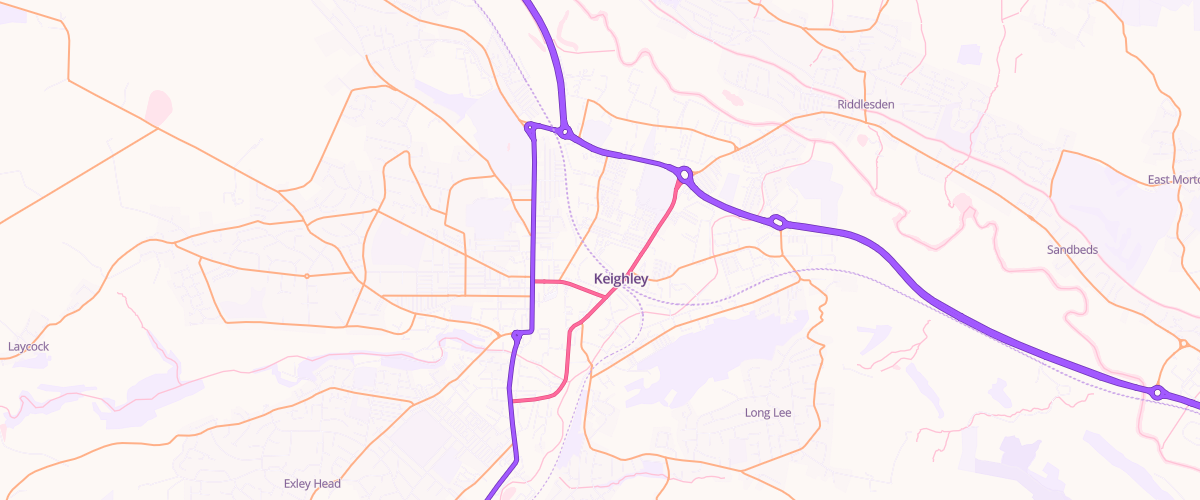 Map showing the location of Asda Keighley Superstore