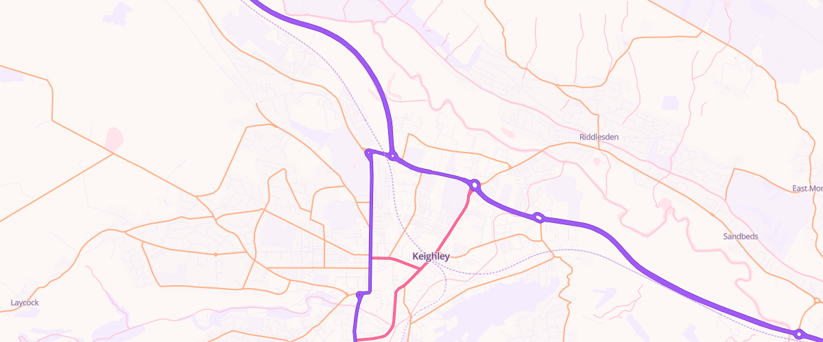 Map showing the location of Keighley Service Station