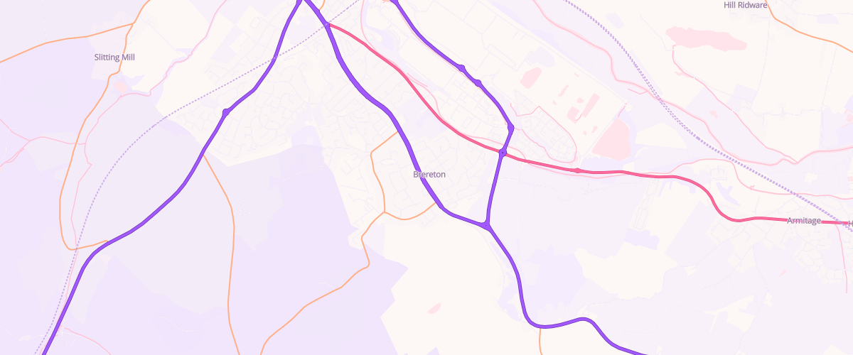 Map showing the location of Rontec Rugeley
