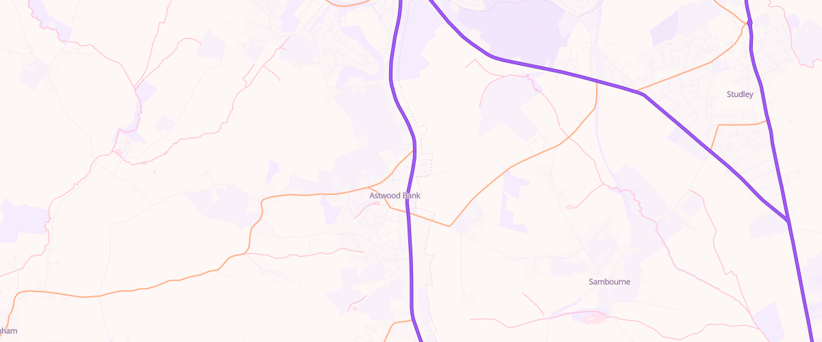 Map showing the location of Astwood Bank Service Station