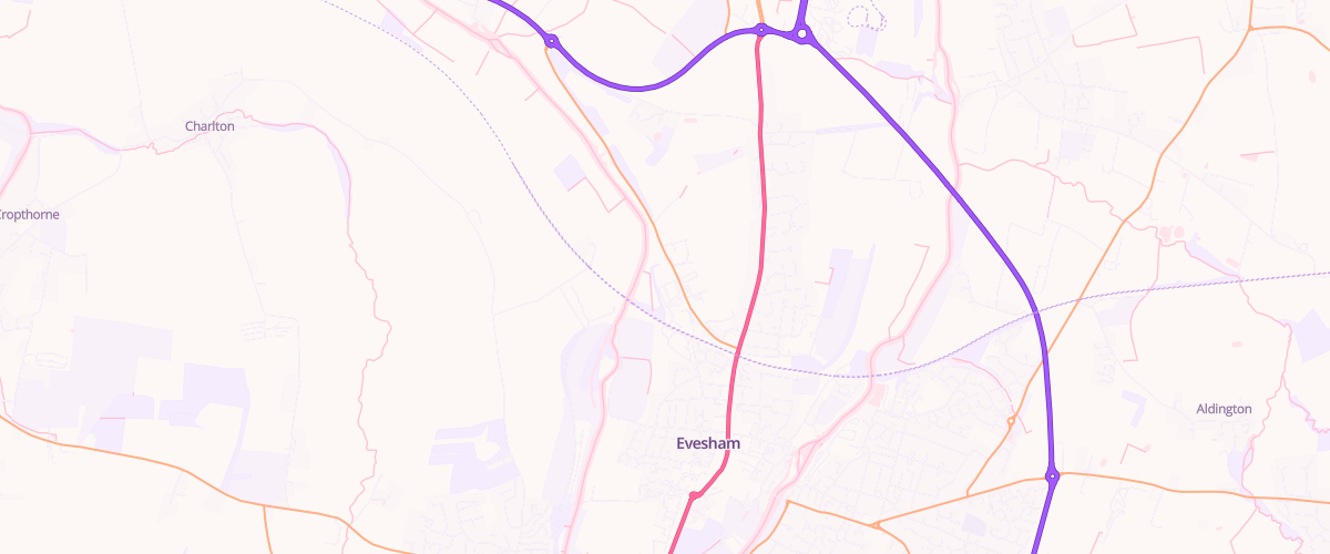 Map showing the location of Evesham Worcester Rd Superstore
