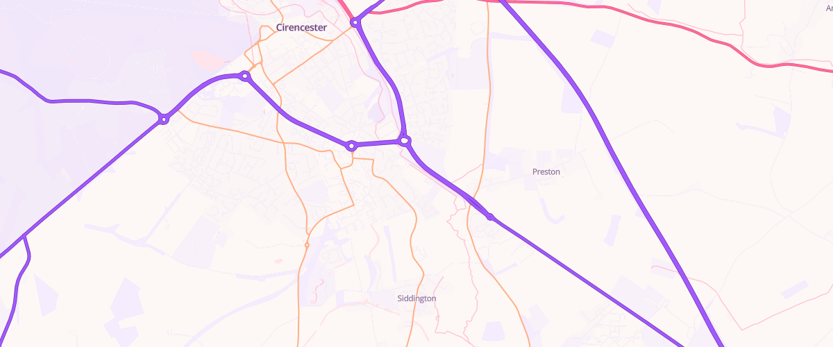 Map showing the location of Cirencester Extra Petrol Filling