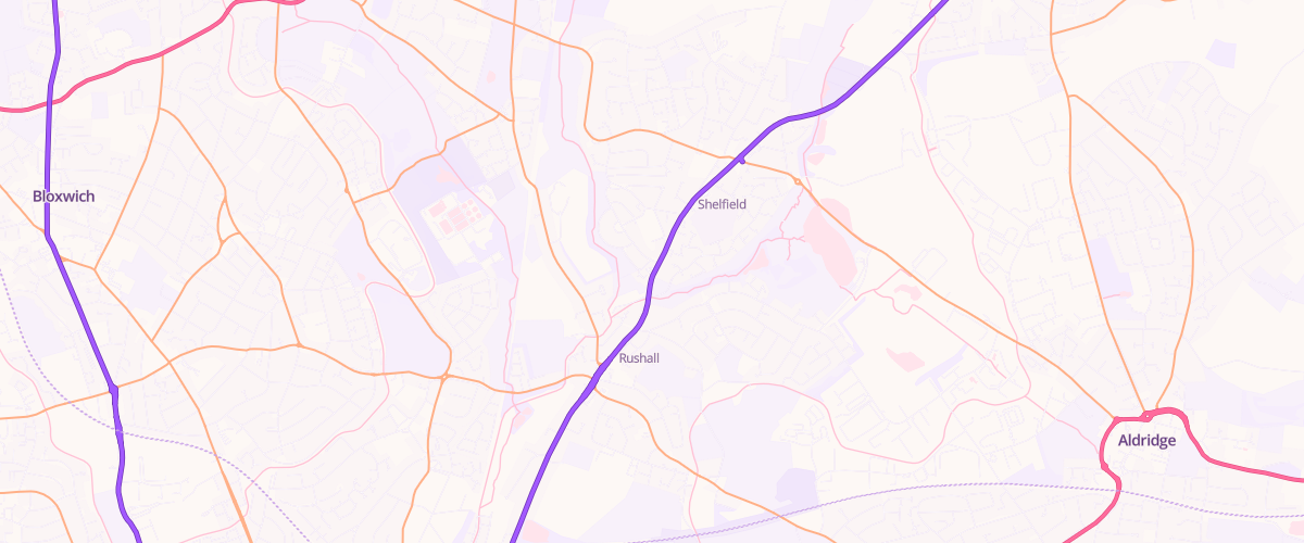 Map showing the location of Eg Shelfield Pfs