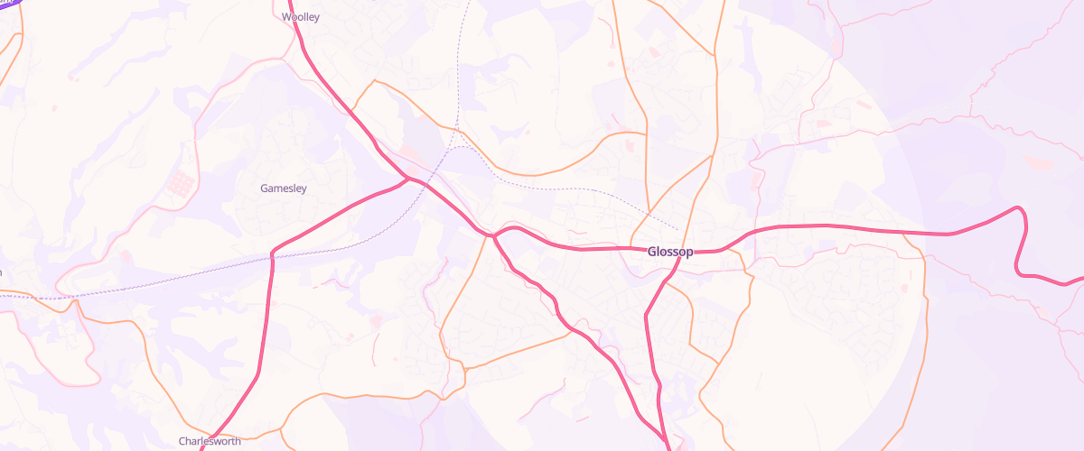 Map showing the location of Glossop Superstore Petrol Filling