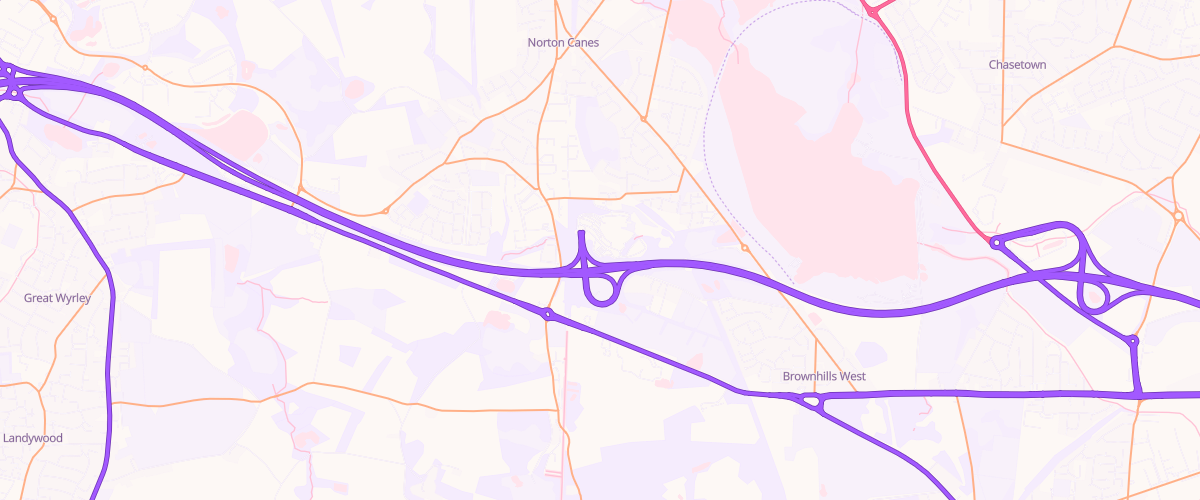 Map showing the location of Norton Canes Connect Mwsa