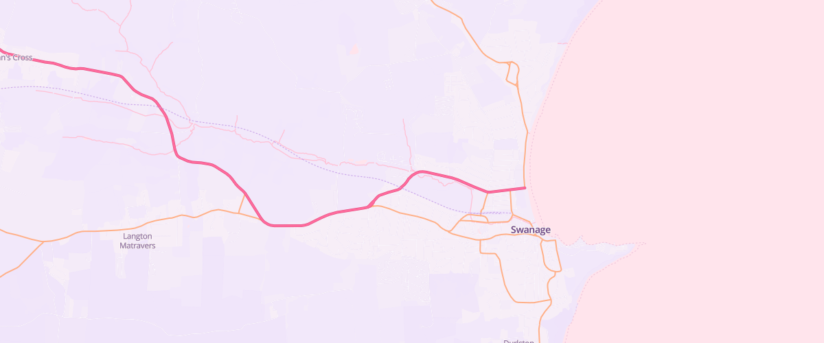 Map showing the location of Nts Swanage Service Station