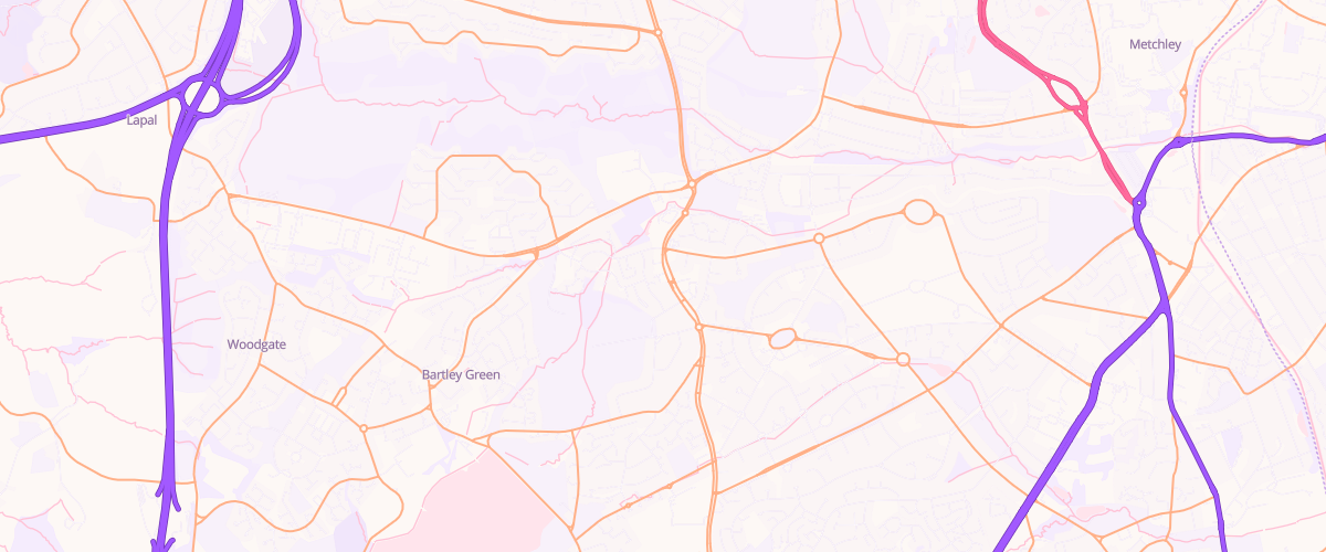 Map showing the location of Nts Weoley Service Station