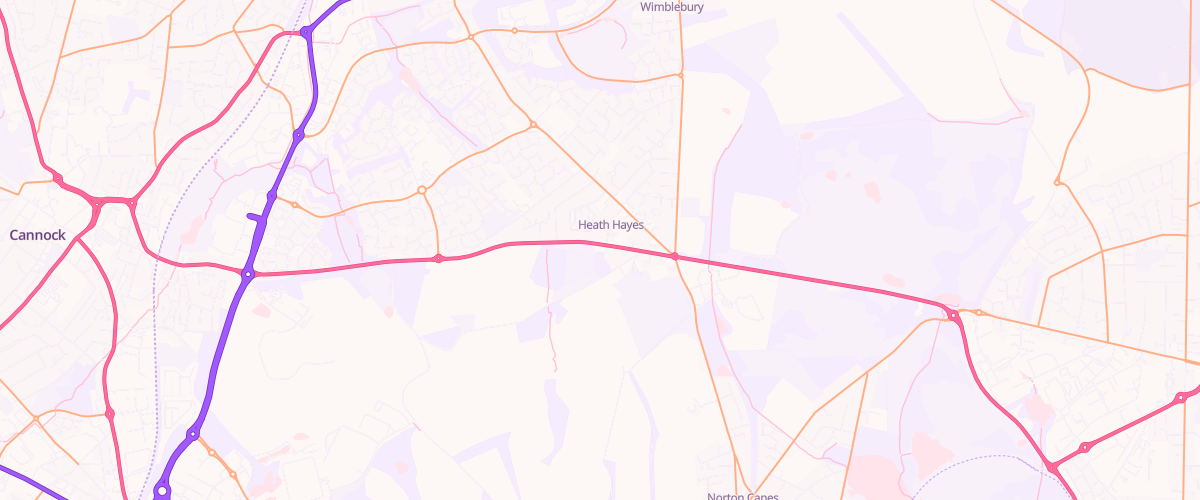 Map showing the location of Heath Hayes Service Station