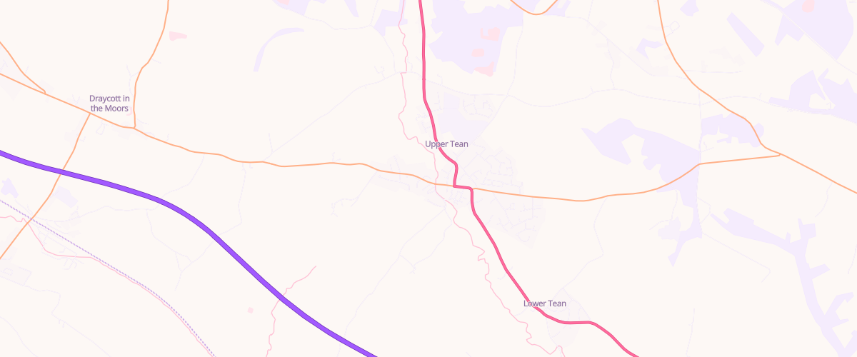 Map showing the location of Tean Service Station