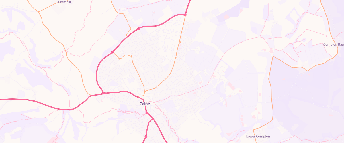 Map showing the location of Nts Calne Service Station