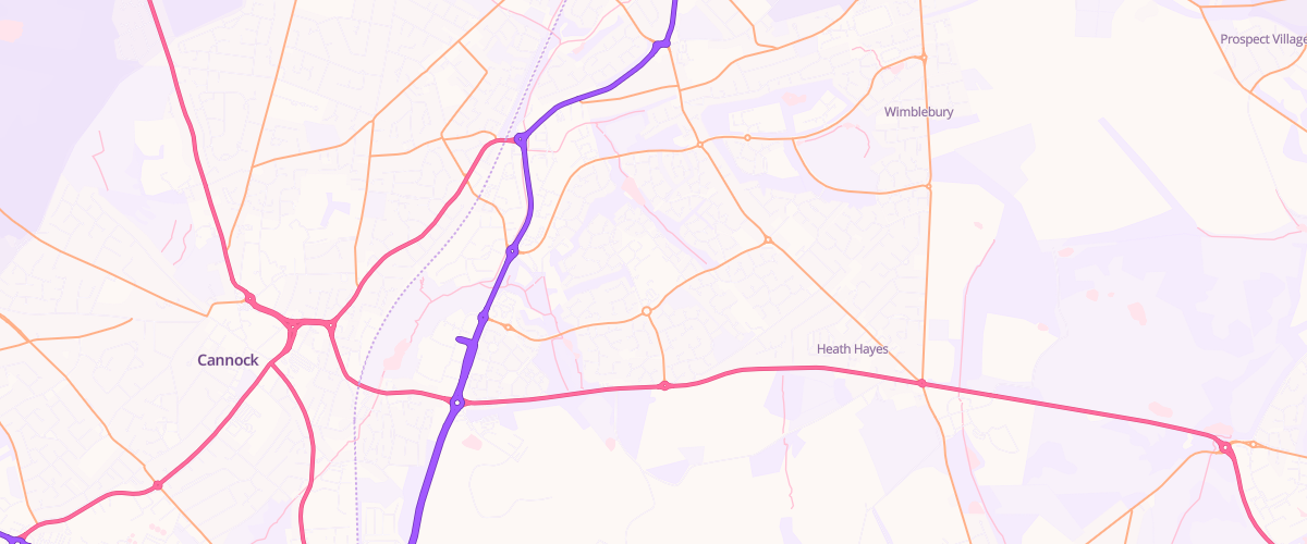 Map showing the location of Cannock Superstore Petrol Filling