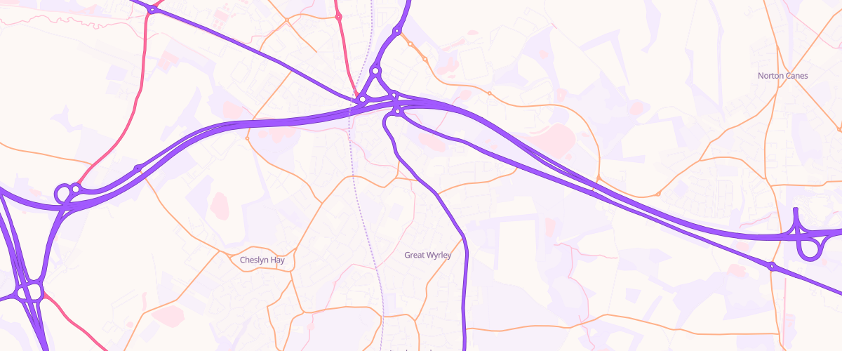 Map showing the location of Great Wyrley Esso Express