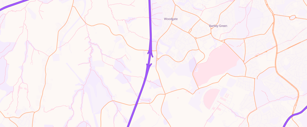 Map showing the location of Frankley South Service Area