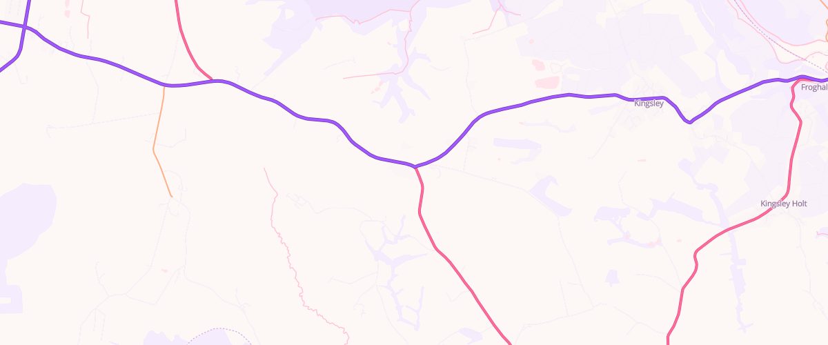 Map showing the location of Kingsley Moor Service Station