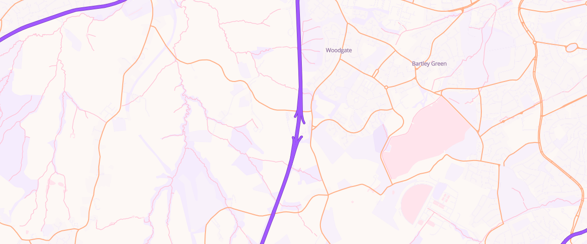 Map showing the location of Frankley North Service Area