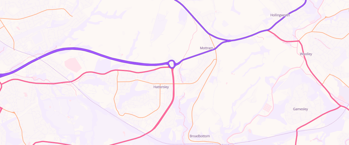 Map showing the location of Hattersley Extra Petrol Filling