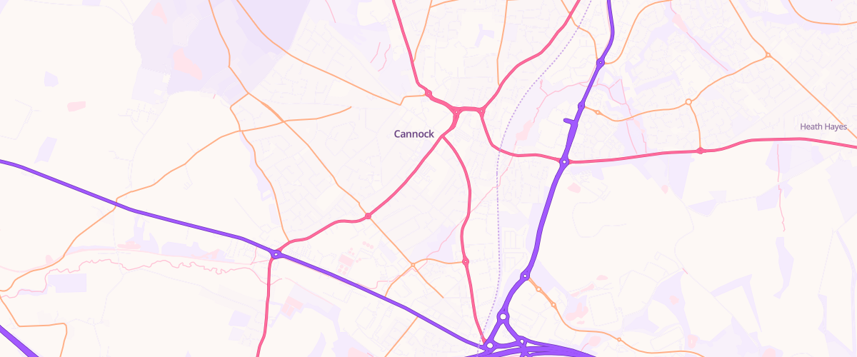 Map showing the location of Asda Cannock Superstore