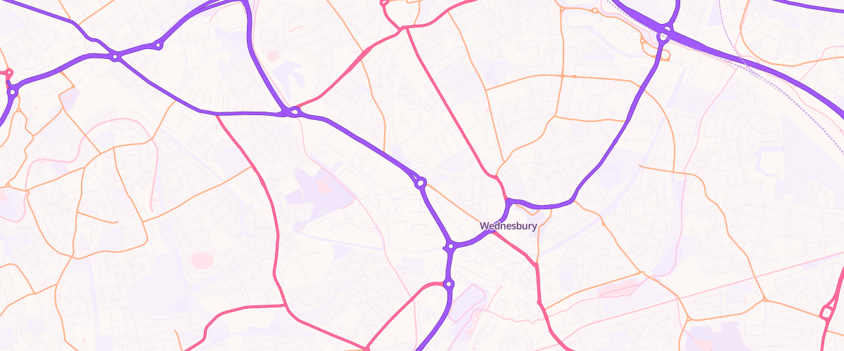 Map showing the location of Wednesbury Service Station