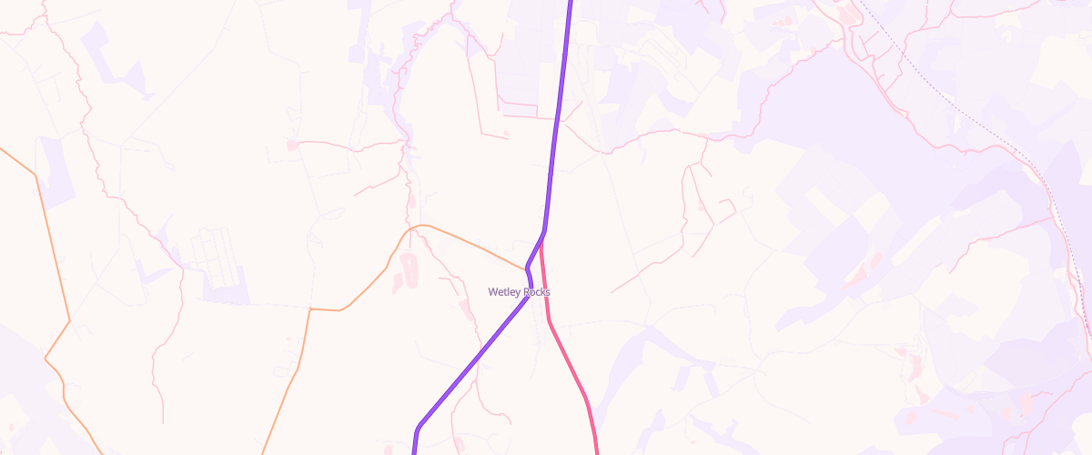 Map showing the location of Wetley Rocks Service Station