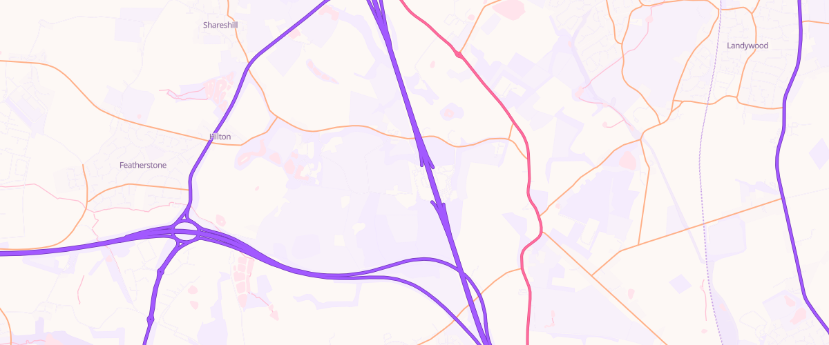 Map showing the location of Hilton Park South Service