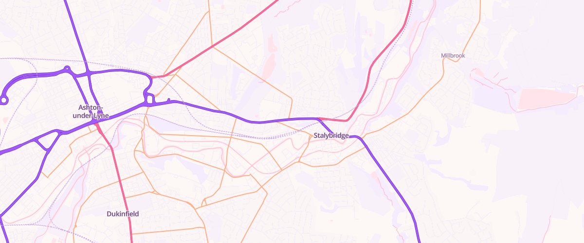 Map showing the location of Asda Stayley Bridge Express
