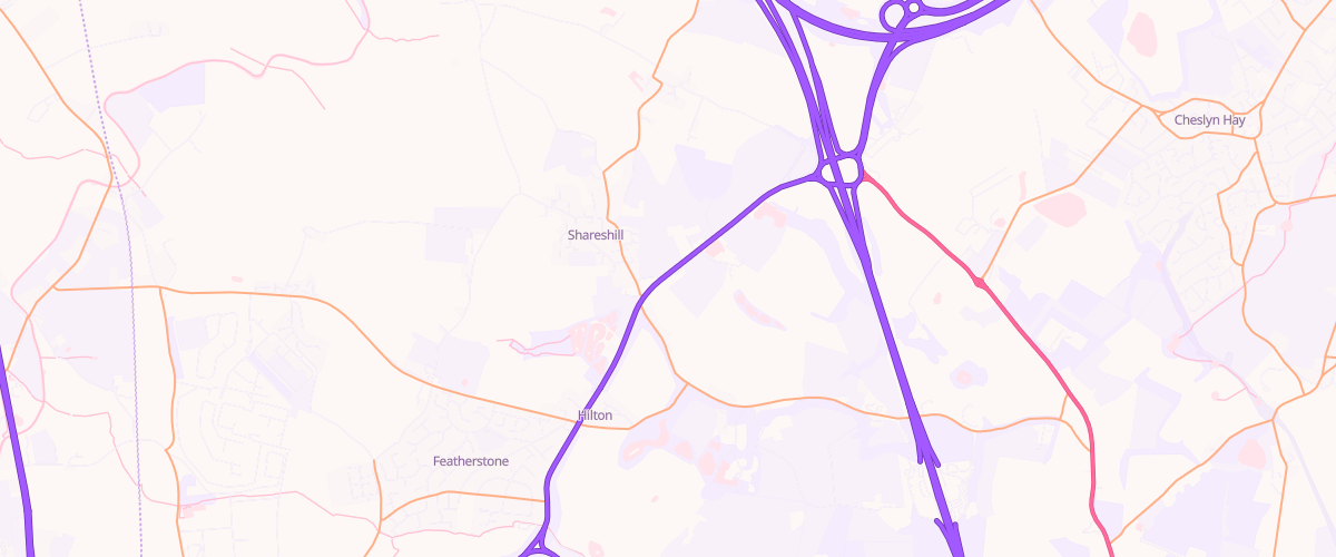 Map showing the location of Saredon Filling Station