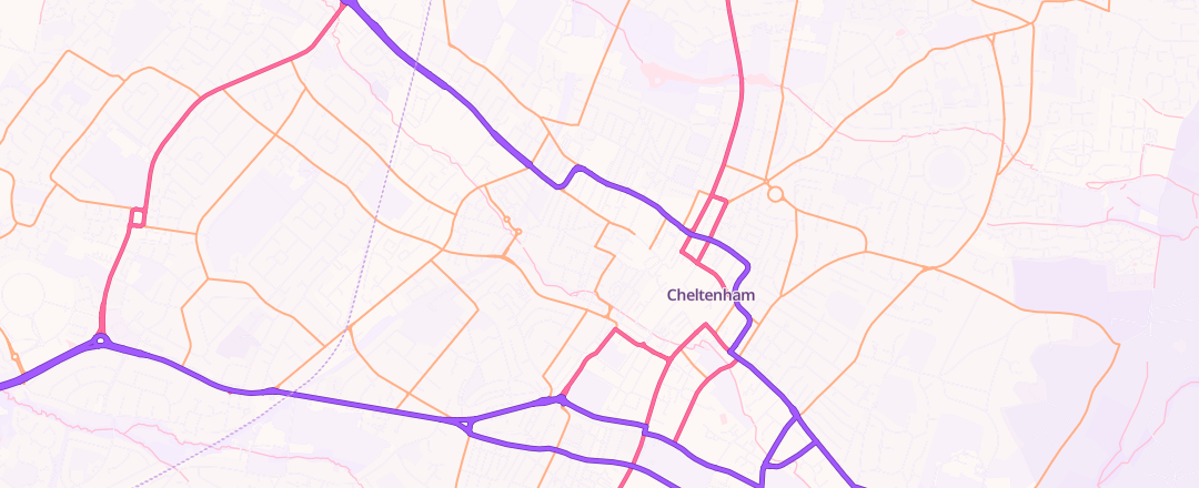 Map showing J M S Motors, Cheltenham