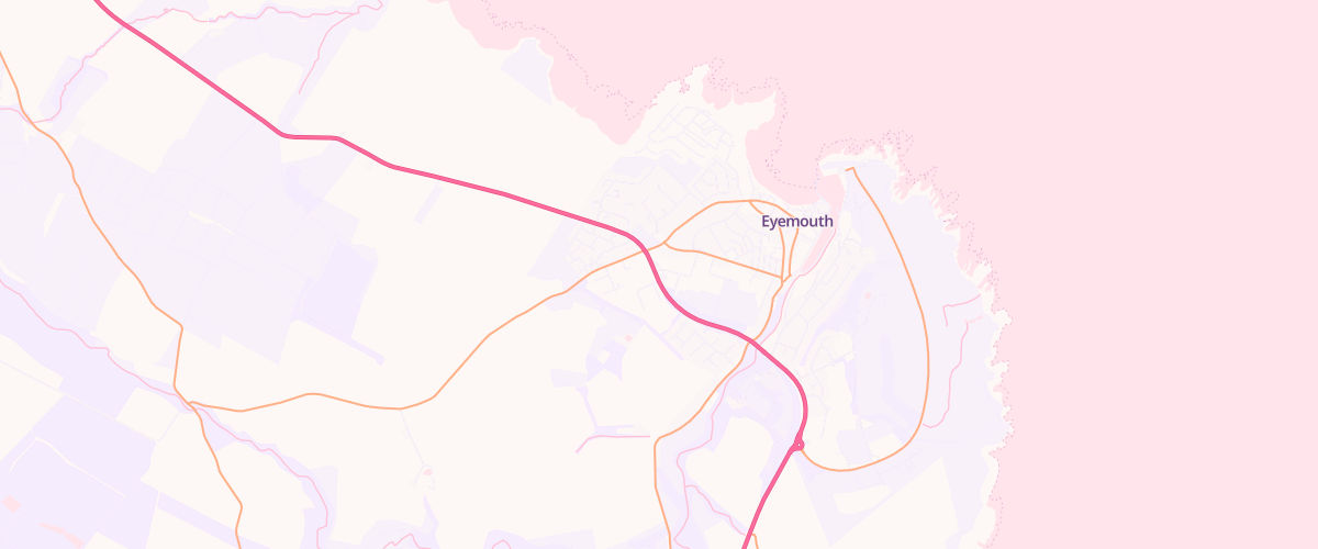 Map showing the location of Eyemouth Service Station